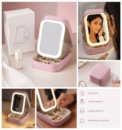Jewellery box with led mirror